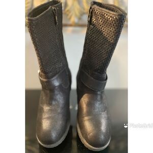 Michael Kors Marorit Black Tall Boots Junior Girls Side Zipper Logo Tag Size 3